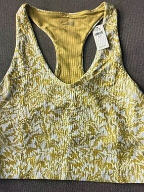 aerie Yellow-White Abstract Racerback Crop Top